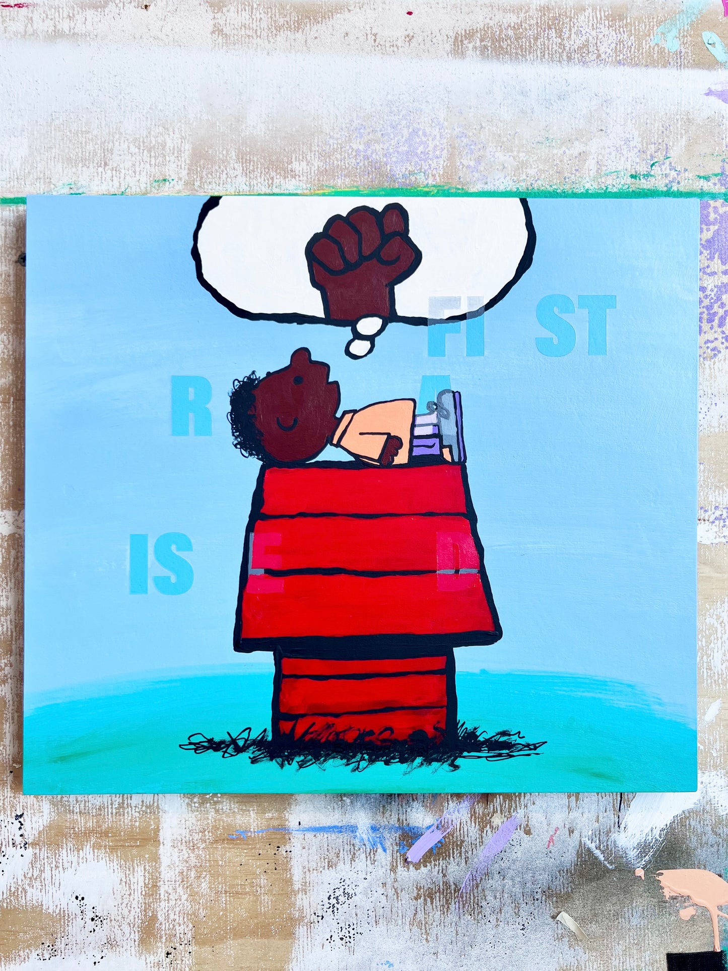 [Original Painting] Franklin… Fist Raised. (SOLD)