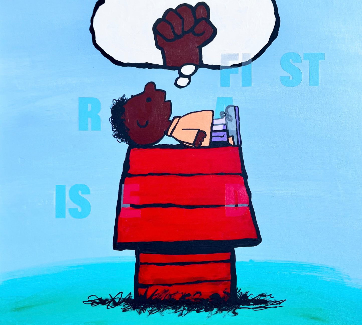 [Original Painting] Franklin… Fist Raised. (SOLD)